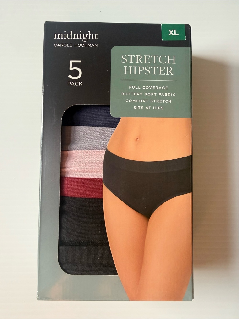 Midnight by Carole Hochman Women's 5-Pack Stretch Hipster Underwear Size XL New